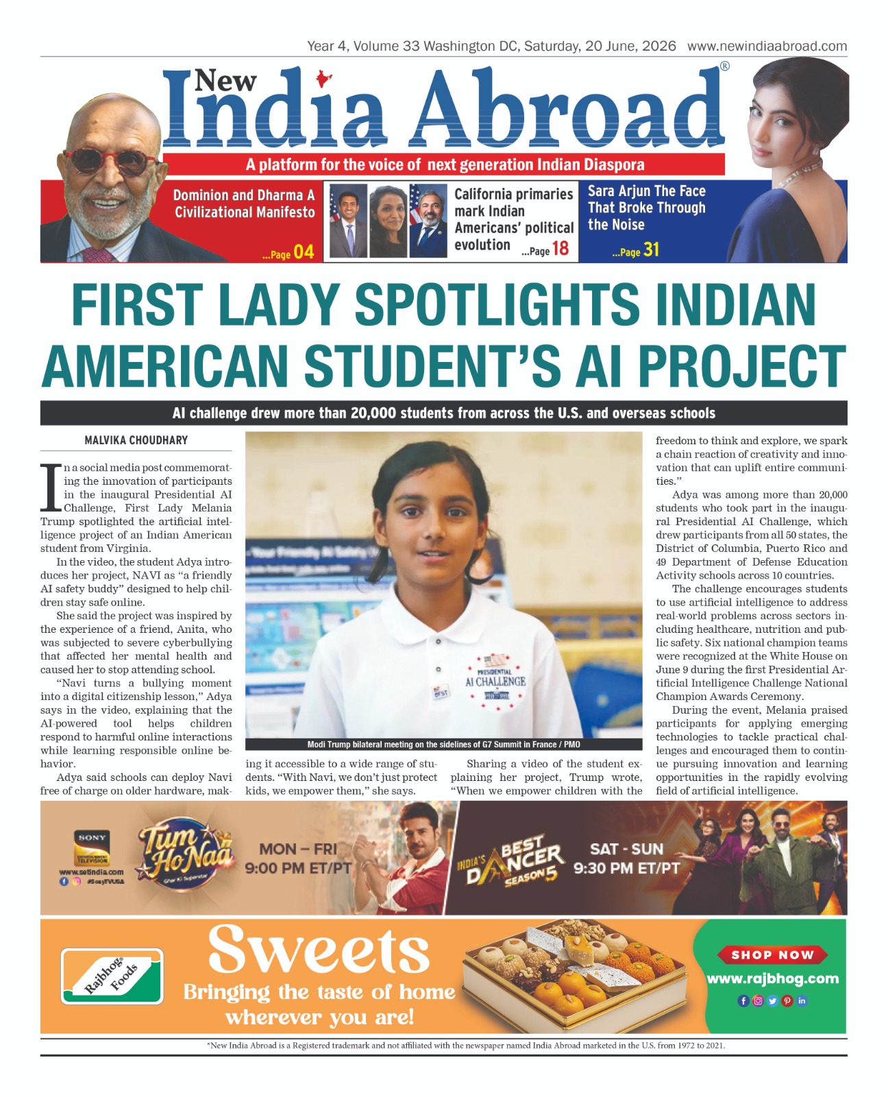 Indian American Student's Project Spotlighted By First Lady