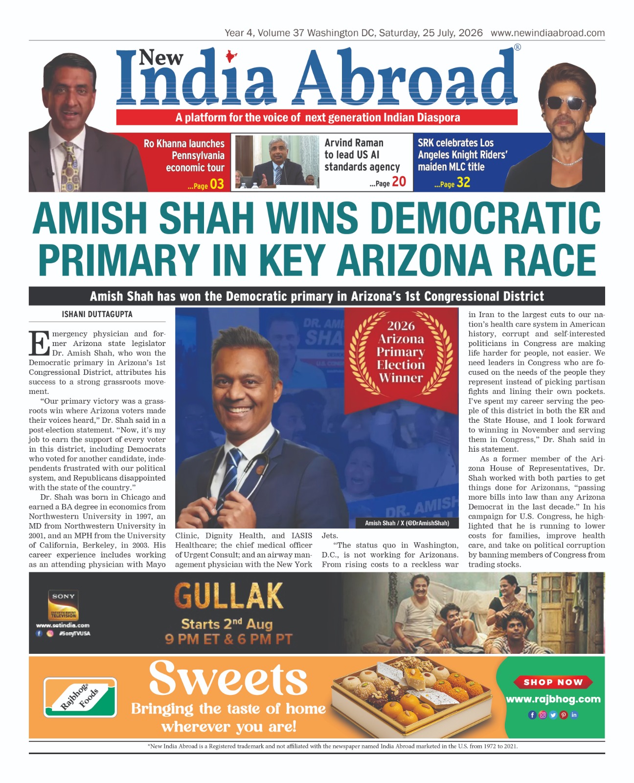 Amish Shah Wins Democratic Primary in Arizona